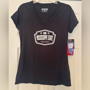 New Mississippi State Bulldogs Women's Black V-Neck Tee L